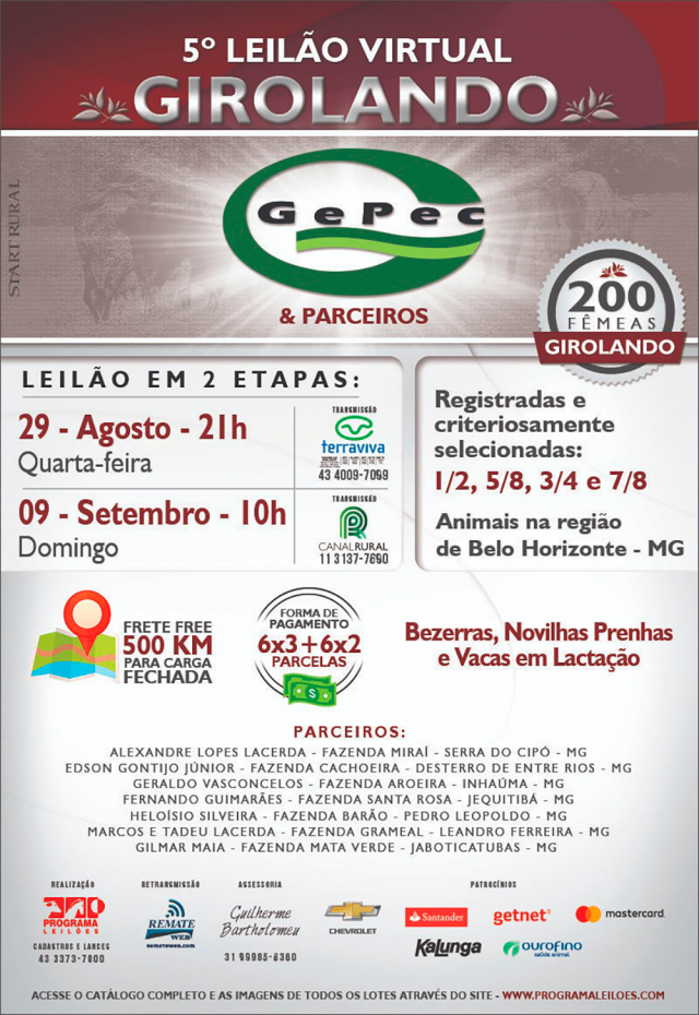 5° Leilão Virtual Girolando Gepec & Parceiros - 2° etapa