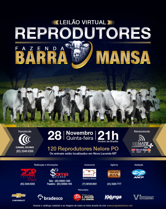 Leilão Virtual Reprodutores Fazenda Barra Mansa